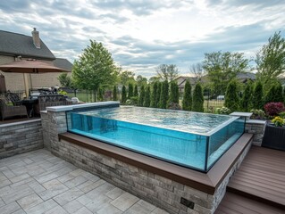 Modern Glass Enclosed Backyard Pool Design