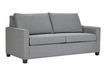 A sofa in a minimalist design with wooden legs + clipping path. The sofa is isolated on a White background.