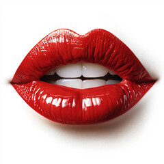 Obraz premium red lips border, isolated on white background
