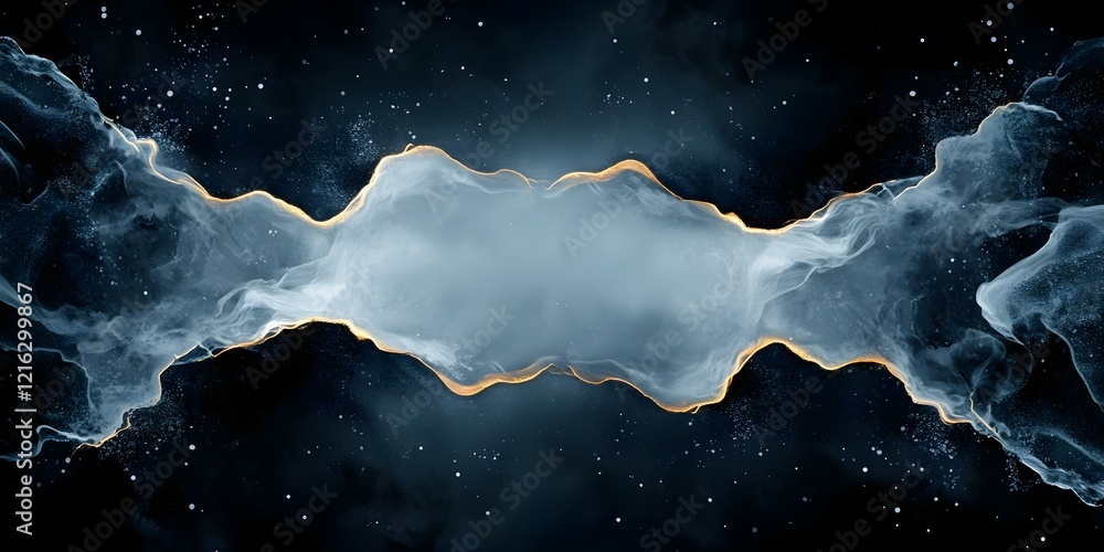 Poster a swirling, ethereal mist with glowing edges set against a dark backdrop, creating a mysterious, cos