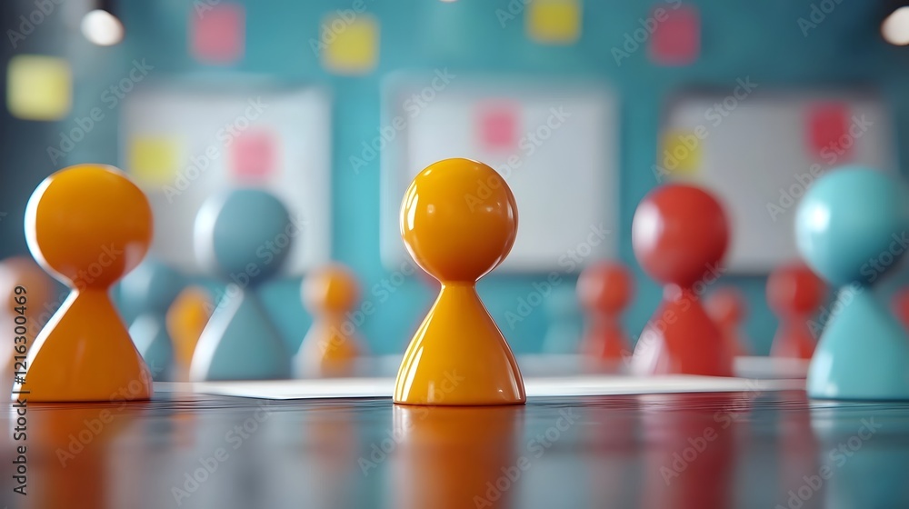 Leinwandbilder colorful 3d cartoon characters having a meeting and discussing innovative business strategies with w
