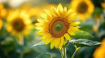 Obraz premium Vibrant Sunflower in a Golden Field