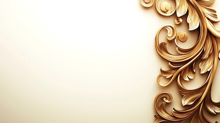 Gold ornate decorative design element on beige background