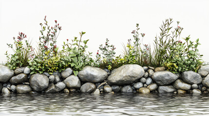  riverbank border, isolated on white background