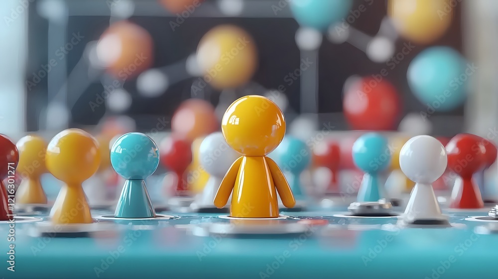 Aufkleber animated 3d cartoon characters of a business team collaborating analyzing data and planning strategi