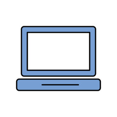 Laptop  blue icon with white background vector stock illustration