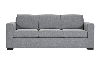 A sofa in a minimalist design with wooden legs + clipping path. The sofa is isolated on a White background.
