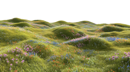 Rolling Hills of Wildflowers: A vibrant tapestry of wildflowers blankets gently rolling hills, creating a picturesque landscape of natural beauty and serenity. 