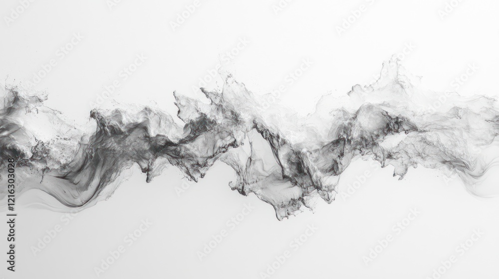 Poster water wave in motion, creating an elegant splash pattern, on solid white background, single object.