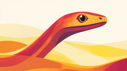 Abstract depiction of a snake using flowing red, orange, and yellow tones, emphasizing a modern and minimalist aesthetic.