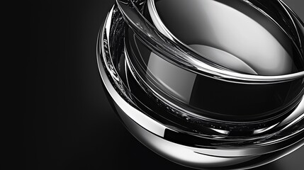 Obraz premium Abstract metallic rings with glass reflections 