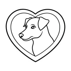 Dog Head Love Shape Line Art Vector Illustration