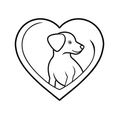 Vector Illustration of Dog Head in a Heart Outline