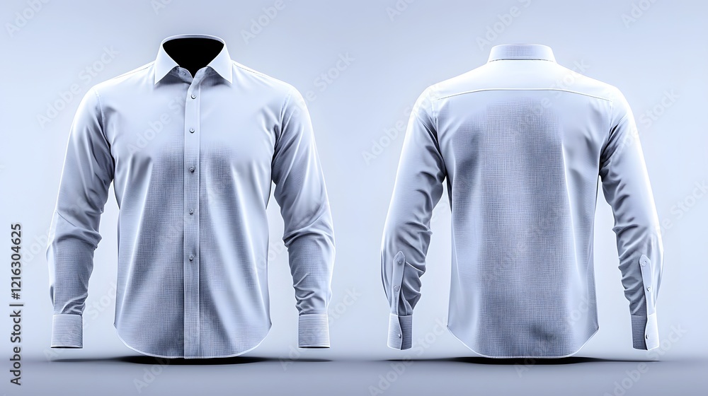 Poster stylish and modern blue button up shirt mockup template offering detailed front and back views with 