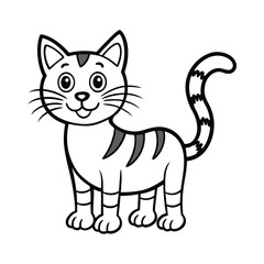 Line art vector illustration of a playful cartoon cat