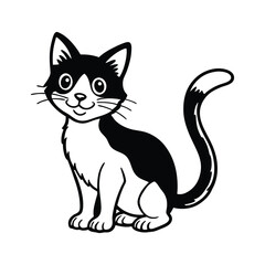 Playful line art cartoon cat vector illustration