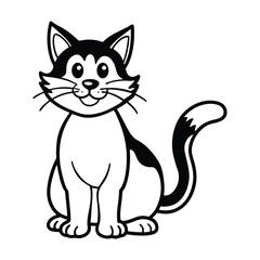 Fun cartoon cat vector illustration in clean line art