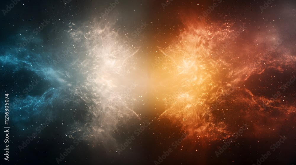 Leinwandbilder intense and visually striking cosmic backdrop depicting the dramatic clash between angelic and demon