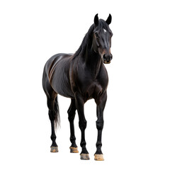 Fototapeta premium Strong Black Horse with Defined Muscles Standing Proudly, cut out