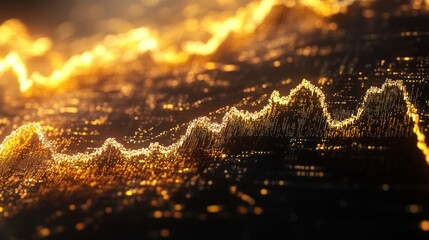 Artistic stock market growth graph featuring gold highlights.