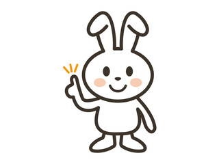 ポイントを説明するかわいい白いうさぎさんのイラスト