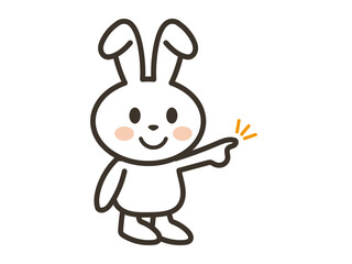 指をさすかわいい白いうさぎさんのイラスト