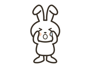 悲しくて泣くかわいい白いうさぎさんのイラスト