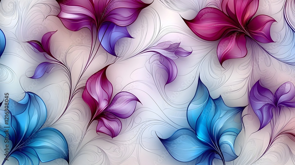 Poster mesmerizing seamless abstract pattern featuring a beautiful arrangement of purple and blue magical f