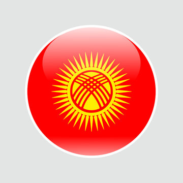 recommend clip art: The flag of kyrgyzstan. Circle icon flag. Button flag icon. glossy circle badge. 3d illustration.	