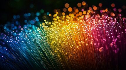Obraz premium Vibrant Fiber Optics: A Symphony of Light and Color in Telecommunications