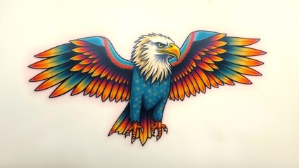 Fototapeta premium A Highly Detailed Colorful Eagle Tattoo with Outstanding Artistic Elements