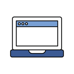 Laptop Screen blue icon with white background vector stock illustration