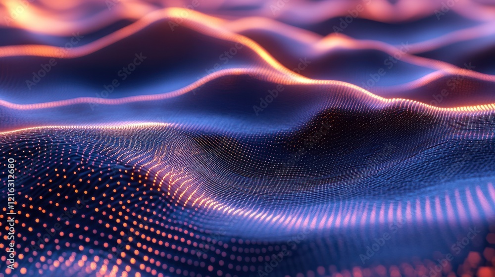 Poster holographic-style binary stream with 3d lighting effects.