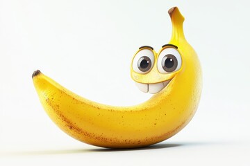 3D cartoon character banana, isolated on a white background.