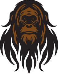 Sumatran Orangutan Monkey Face Vector Design