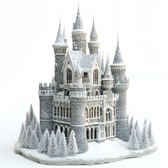 Obraz premium Majestic Winter Castle in Snowy Landscape