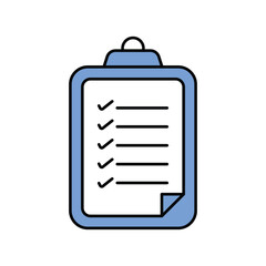 check list blue icon with white background vector stock illustration