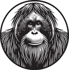 Sumatran Orangutan Monkey Face Vector Design