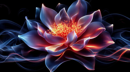 Luminous Lotus Bloom: An Abstract Floral Masterpiece