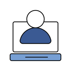 User  blue icon with white background vector stock illustration