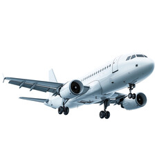 Obraz premium Modern aviation plane during a journey isolated on white background 