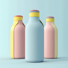 Creative drink bottles display studio setting product photography minimalist environment side view modern design inspiration