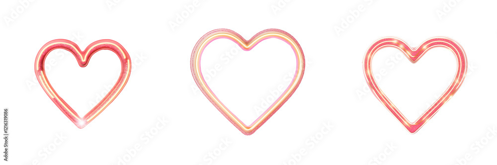 Poster three outlined heart shapes in varying sizes, showcasing a simple yet elegant design.