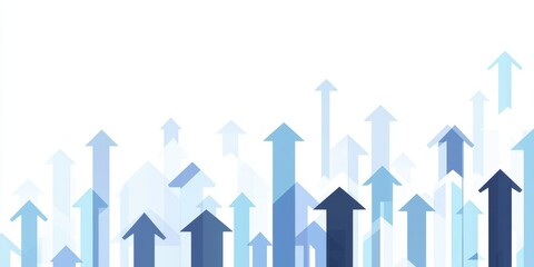 Abstract upward trending arrows in blue tones on white background.