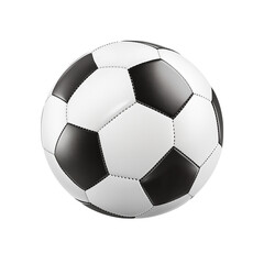 Fototapeta premium Classic Soccer Ball, Black and White Pattern, Isolated on White, Sports Equipment, Emphasizing Team Play and Athleticism