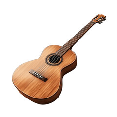 Classical Acoustic Guitar, Natural Wood Finish, Isolated on White, Musical Instrument, Emphasizing Elegance and Rich Tone