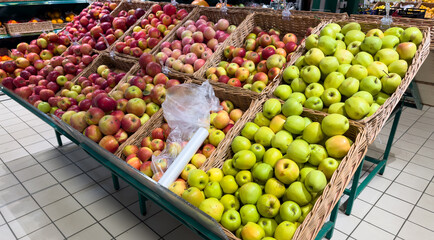 A display of apples in a store