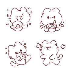 Adorable Minimal Cat with Sweet Desserts illustration