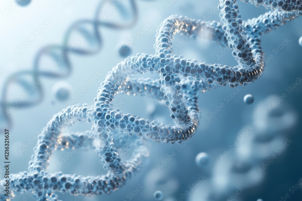Poster Microscopic 3D rendering of DNA helix.
