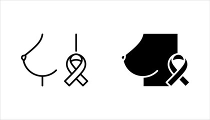 Breast Cancer icon set, diagnostic and treatment, Medical icons. vector illustration on white background